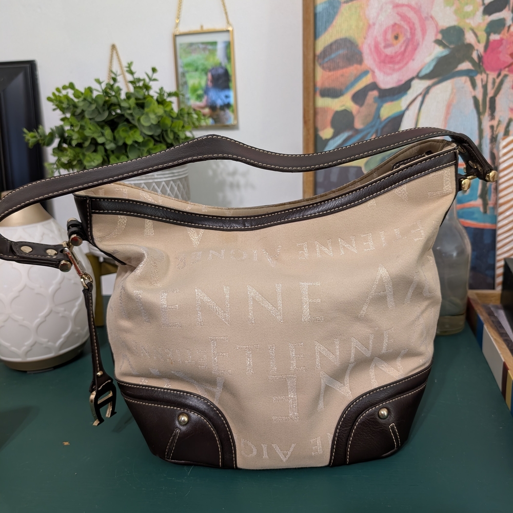 Etienne Aigneer Elegant Beige and Brown Shoulder Bag